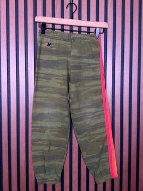 Aviator Nation Sweatpants 8 Youth Camouflage Fleece Pull On 5 Stripe Joggers